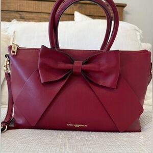 **NWT** Karl Lagerfeld Red Leather Bow Handbag